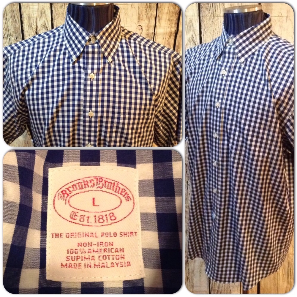 Brooks Brothers SS Button Down Shirt Mens Lg H1-95